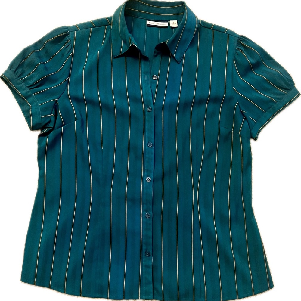 Croft & Barrow Teal Button Down Shirt with Stripes